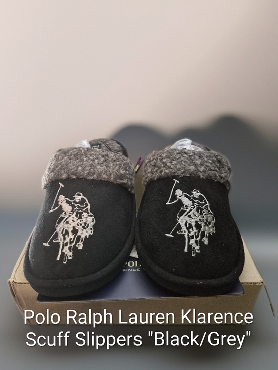U.S. Polo Assn. Other - Polo Ralph Lauren Klarence Scuff Slippers "Black/Grey" M7/8 W8.5/9.5 NWT